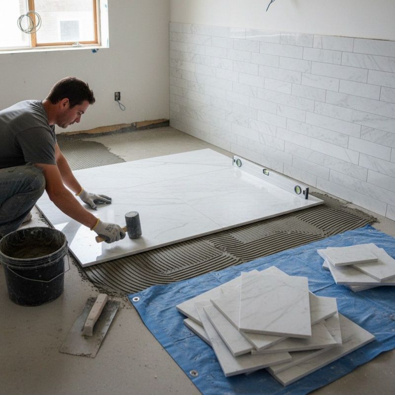 White Marble Tile Installation